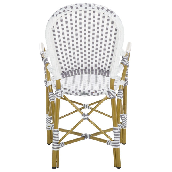Safavieh HOOPER Armchair - Elegant Stacking Design for Coastal Charm in Indoor and Outdoor Spaces Grey / White FOX5209B-SET2