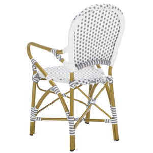 Safavieh HOOPER Armchair - Elegant Stacking Design for Coastal Charm in Indoor and Outdoor Spaces Grey / White FOX5209B-SET2
