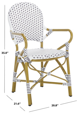 Safavieh HOOPER Armchair - Elegant Stacking Design for Coastal Charm in Indoor and Outdoor Spaces Grey / White FOX5209B-SET2