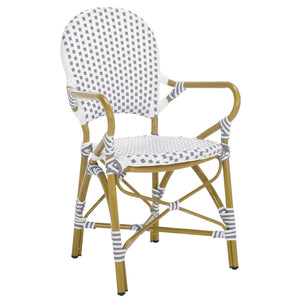 Safavieh HOOPER Armchair - Elegant Stacking Design for Coastal Charm in Indoor and Outdoor Spaces Grey / White FOX5209B-SET2