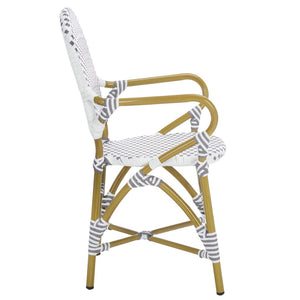 Safavieh HOOPER Armchair - Elegant Stacking Design for Coastal Charm in Indoor and Outdoor Spaces Grey / White FOX5209B-SET2