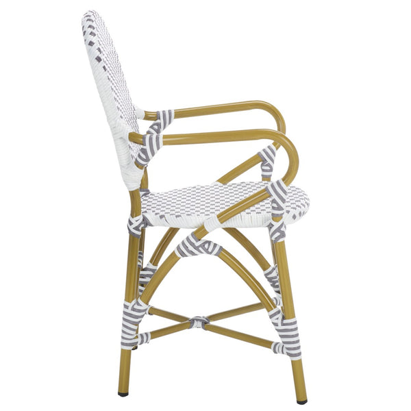 Safavieh HOOPER Armchair - Elegant Stacking Design for Coastal Charm in Indoor and Outdoor Spaces Grey / White FOX5209B-SET2