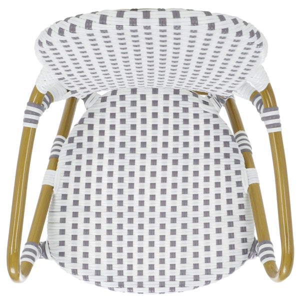 Safavieh HOOPER Armchair - Elegant Stacking Design for Coastal Charm in Indoor and Outdoor Spaces Grey / White FOX5209B-SET2