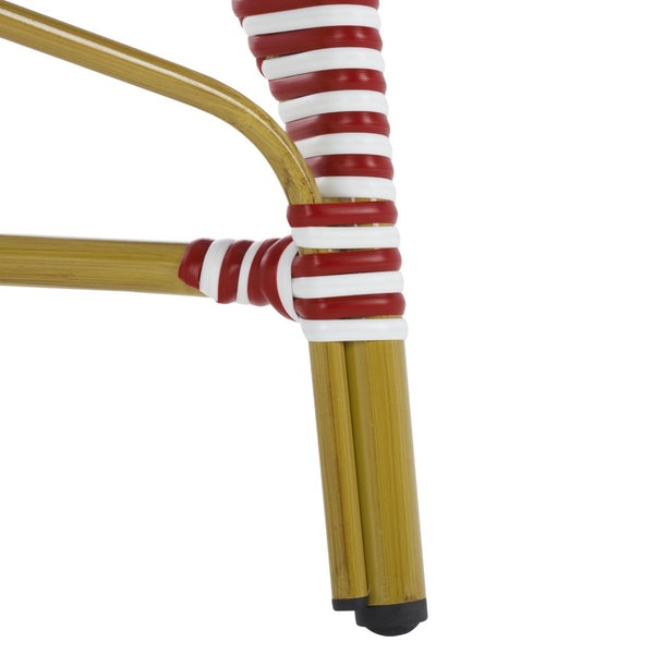 Safavieh HOOPER Armchair - Elegant Stacking Design for Coastal Charm in Indoor and Outdoor Spaces Red / White FOX5209C-SET2