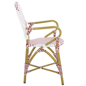 Safavieh HOOPER Armchair - Elegant Stacking Design for Coastal Charm in Indoor and Outdoor Spaces Red / White FOX5209C-SET2