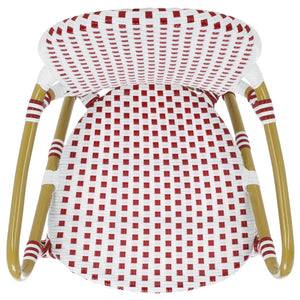 Safavieh HOOPER Armchair - Elegant Stacking Design for Coastal Charm in Indoor and Outdoor Spaces Red / White FOX5209C-SET2