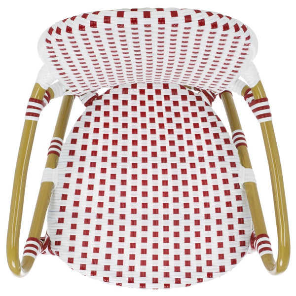Safavieh HOOPER Armchair - Elegant Stacking Design for Coastal Charm in Indoor and Outdoor Spaces Red / White FOX5209C-SET2