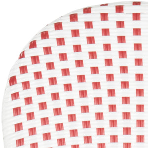Safavieh HOOPER Armchair - Elegant Stacking Design for Coastal Charm in Indoor and Outdoor Spaces Red / White FOX5209C-SET2