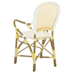 Safavieh HOOPER Armchair - Elegant Stacking Design for Coastal Charm in Indoor and Outdoor Spaces Yellow / White FOX5209D-SET2