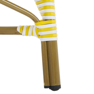 Safavieh HOOPER Armchair - Elegant Stacking Design for Coastal Charm in Indoor and Outdoor Spaces Yellow / White FOX5209D-SET2