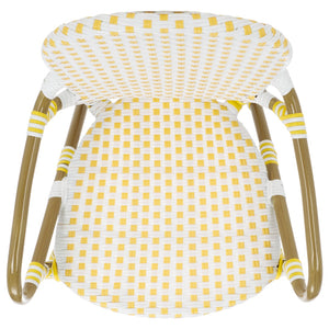 Safavieh HOOPER Armchair - Elegant Stacking Design for Coastal Charm in Indoor and Outdoor Spaces Yellow / White FOX5209D-SET2