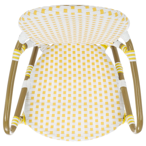 Safavieh HOOPER Armchair - Elegant Stacking Design for Coastal Charm in Indoor and Outdoor Spaces Yellow / White FOX5209D-SET2