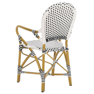 Safavieh HOOPER Armchair - Elegant Stacking Design for Coastal Charm in Indoor and Outdoor Spaces Black / White FOX5209E-SET2