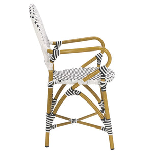 Safavieh HOOPER Armchair - Elegant Stacking Design for Coastal Charm in Indoor and Outdoor Spaces Black / White FOX5209E-SET2