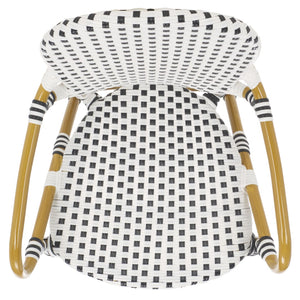 Safavieh HOOPER Armchair - Elegant Stacking Design for Coastal Charm in Indoor and Outdoor Spaces Black / White FOX5209E-SET2