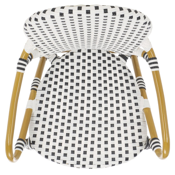 Safavieh HOOPER Armchair - Elegant Stacking Design for Coastal Charm in Indoor and Outdoor Spaces Black / White FOX5209E-SET2