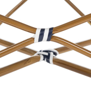 Safavieh HOOPER Armchair - Elegant Stacking Design for Coastal Charm in Indoor and Outdoor Spaces Navy / White FOX5209F-SET2