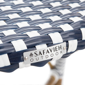 Safavieh HOOPER Armchair - Elegant Stacking Design for Coastal Charm in Indoor and Outdoor Spaces Navy / White FOX5209F-SET2