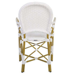 Safavieh HOOPER Armchair - Elegant Stacking Design for Coastal Charm in Indoor and Outdoor Spaces White FOX5209G-SET2