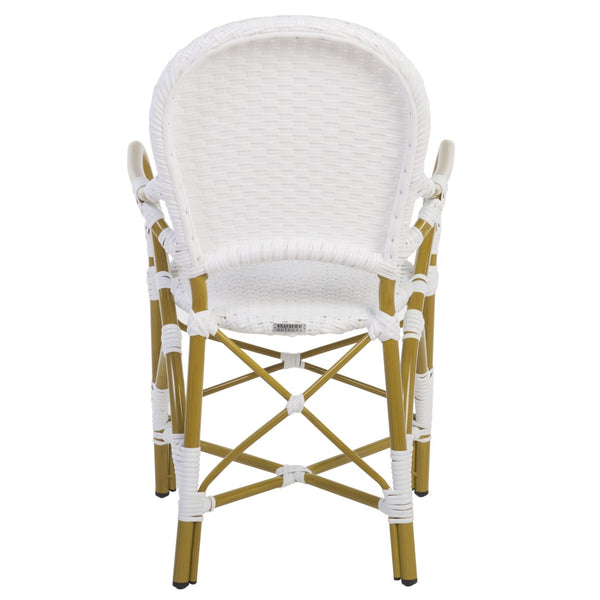 Safavieh HOOPER Armchair - Elegant Stacking Design for Coastal Charm in Indoor and Outdoor Spaces White FOX5209G-SET2