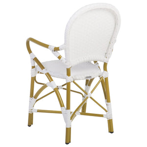 Safavieh HOOPER Armchair - Elegant Stacking Design for Coastal Charm in Indoor and Outdoor Spaces White FOX5209G-SET2