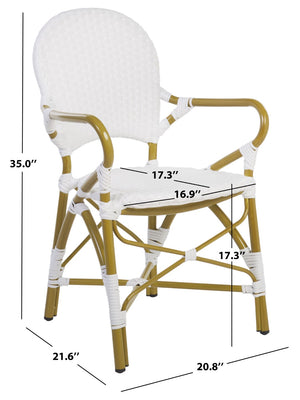 Safavieh HOOPER Armchair - Elegant Stacking Design for Coastal Charm in Indoor and Outdoor Spaces White FOX5209G-SET2