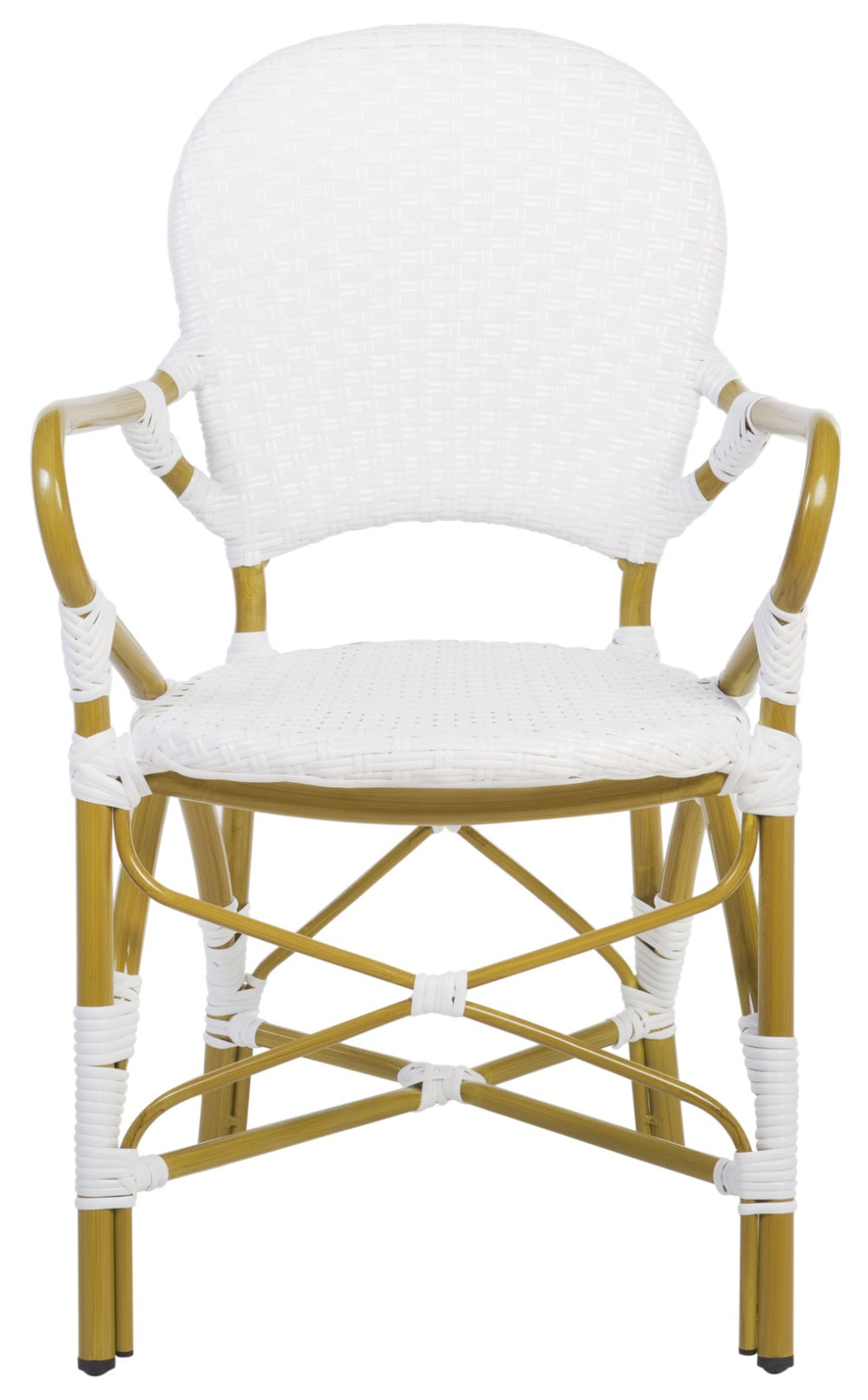 Safavieh HOOPER Armchair - Elegant Stacking Design for Coastal Charm in Indoor and Outdoor Spaces White FOX5209G-SET2