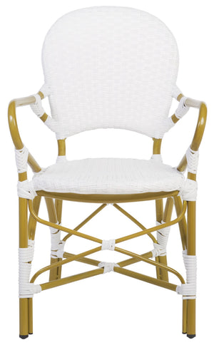Safavieh HOOPER Armchair - Elegant Stacking Design for Coastal Charm in Indoor and Outdoor Spaces White FOX5209G-SET2