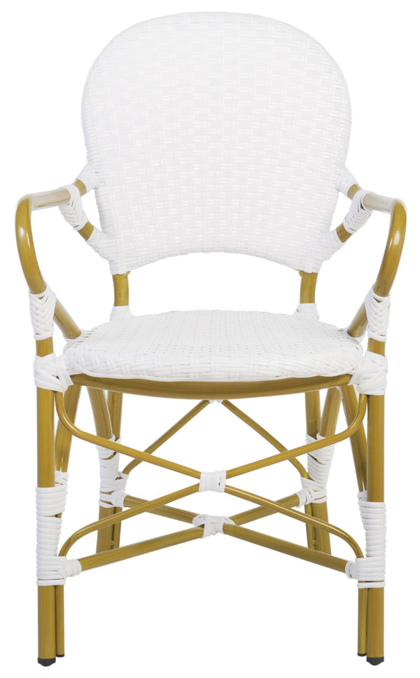 Safavieh HOOPER Armchair - Elegant Stacking Design for Coastal Charm in Indoor and Outdoor Spaces White FOX5209G-SET2