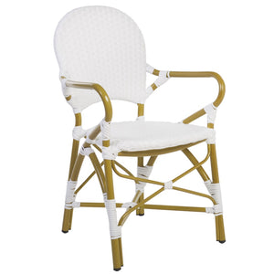 Safavieh HOOPER Armchair - Elegant Stacking Design for Coastal Charm in Indoor and Outdoor Spaces White FOX5209G-SET2