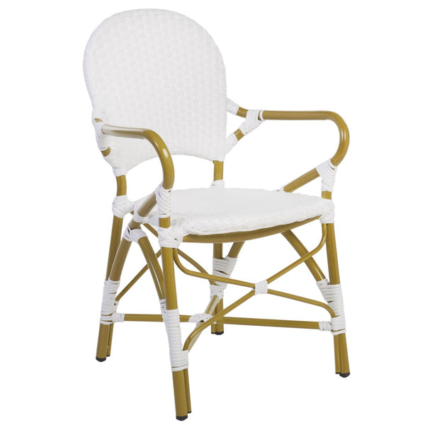 Safavieh HOOPER Armchair - Elegant Stacking Design for Coastal Charm in Indoor and Outdoor Spaces White FOX5209G-SET2
