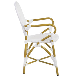 Safavieh HOOPER Armchair - Elegant Stacking Design for Coastal Charm in Indoor and Outdoor Spaces White FOX5209G-SET2