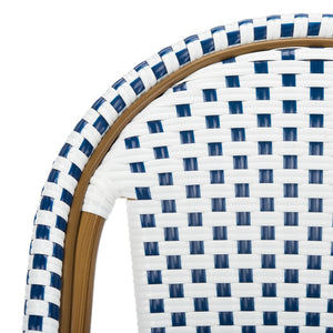 Safavieh SALCHA Side Chair - Elegant European Bistro Style, Weather-Resistant, Stackable for Indoor/Outdoor Use Blue / White FOX5210A-SET2
