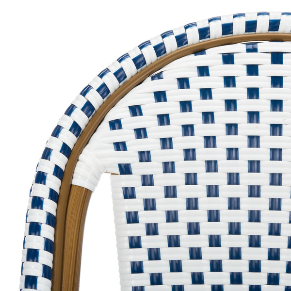 Safavieh SALCHA Side Chair - Elegant European Bistro Style, Weather-Resistant, Stackable for Indoor/Outdoor Use Blue / White FOX5210A-SET2