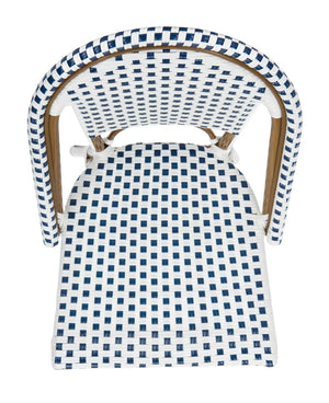 Safavieh SALCHA Side Chair - Elegant European Bistro Style, Weather-Resistant, Stackable for Indoor/Outdoor Use Blue / White FOX5210A-SET2