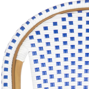 Safavieh SALCHA Side Chair - Elegant European Bistro Style, Weather-Resistant, Stackable for Indoor/Outdoor Use Blue / White FOX5210A-SET2