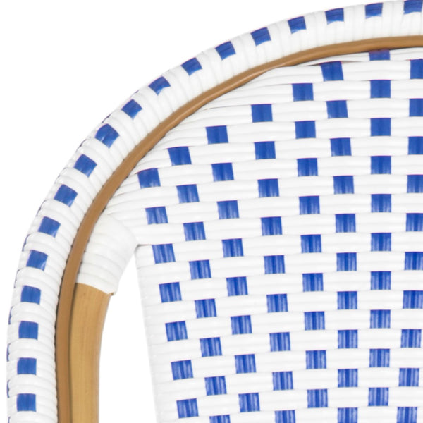 Safavieh SALCHA Side Chair - Elegant European Bistro Style, Weather-Resistant, Stackable for Indoor/Outdoor Use Blue / White FOX5210A-SET2