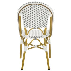 Safavieh SALCHA Set of 2 Side Chairs - Grey/White Bistro Style for Indoor & Outdoor Use, Easy Care & Durable FOX5210B-SET2