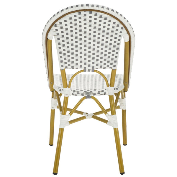 Safavieh SALCHA Set of 2 Side Chairs - Grey/White Bistro Style for Indoor & Outdoor Use, Easy Care & Durable FOX5210B-SET2