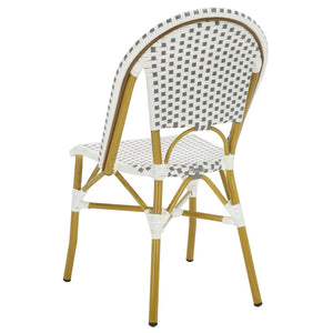 Safavieh SALCHA Set of 2 Side Chairs - Grey/White Bistro Style for Indoor & Outdoor Use, Easy Care & Durable FOX5210B-SET2