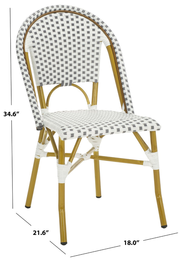 Safavieh SALCHA Set of 2 Side Chairs - Grey/White Bistro Style for Indoor & Outdoor Use, Easy Care & Durable FOX5210B-SET2
