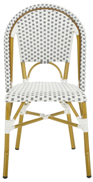 Safavieh SALCHA Set of 2 Side Chairs - Grey/White Bistro Style for Indoor & Outdoor Use, Easy Care & Durable FOX5210B-SET2