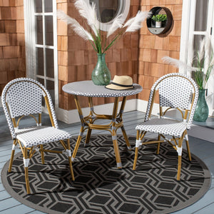 Safavieh SALCHA Set of 2 Side Chairs - Grey/White Bistro Style for Indoor & Outdoor Use, Easy Care & Durable FOX5210B-SET2