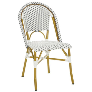 Safavieh SALCHA Set of 2 Side Chairs - Grey/White Bistro Style for Indoor & Outdoor Use, Easy Care & Durable FOX5210B-SET2