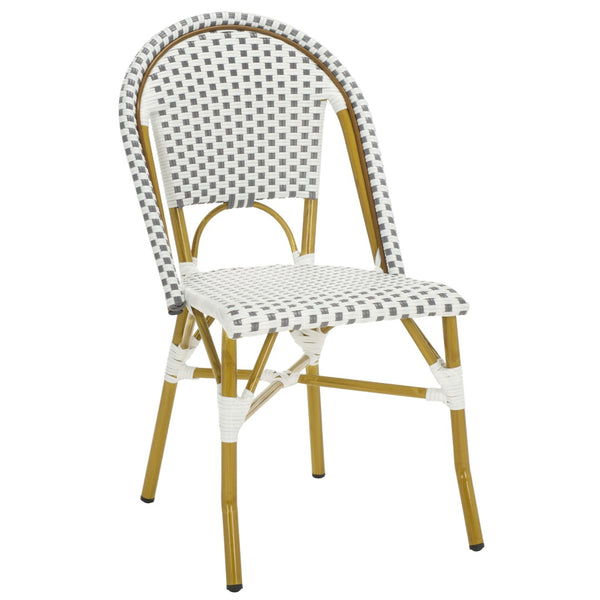 Safavieh SALCHA Set of 2 Side Chairs - Grey/White Bistro Style for Indoor & Outdoor Use, Easy Care & Durable FOX5210B-SET2
