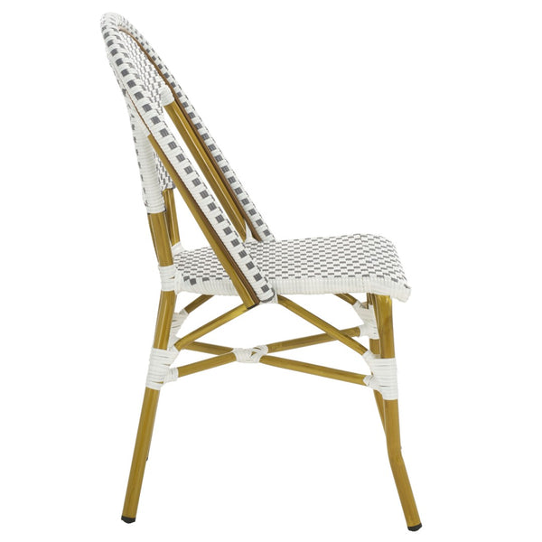 Safavieh SALCHA Set of 2 Side Chairs - Grey/White Bistro Style for Indoor & Outdoor Use, Easy Care & Durable FOX5210B-SET2