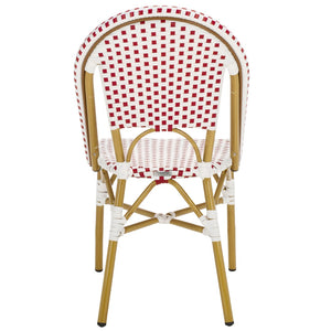 Safavieh SALCHA Side Chair - Elegant European Bistro Style, Weather-Resistant, Stackable for Indoor/Outdoor Use Red / White FOX5210C-SET2