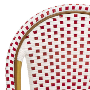 Safavieh SALCHA Side Chair - Elegant European Bistro Style, Weather-Resistant, Stackable for Indoor/Outdoor Use Red / White FOX5210C-SET2