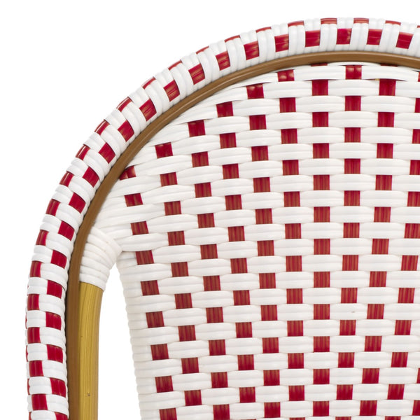 Safavieh SALCHA Side Chair - Elegant European Bistro Style, Weather-Resistant, Stackable for Indoor/Outdoor Use Red / White FOX5210C-SET2