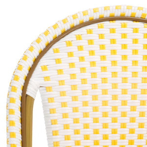 Safavieh SALCHA Side Chair - Elegant European Bistro Style, Weather-Resistant, Stackable for Indoor/Outdoor Use Yellow / White FOX5210D-SET2